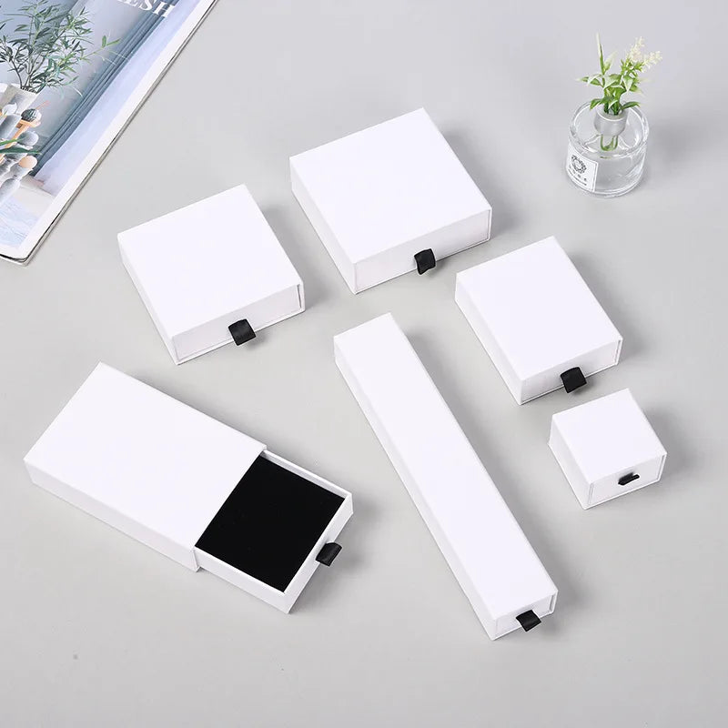 12pcs Drawer Jewelry Box Ring Necklace Box Black Earring Bracelet Jewelry Organizer Packing Display Jewelry Boxes and Packaging
