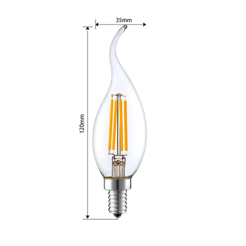 10pcs LED Bulb E14 4W/6W Dimmable Edison Retro Filament Candle Light AC220V C35 Warm/Cold White 360 Degree Energy Saving Lamp