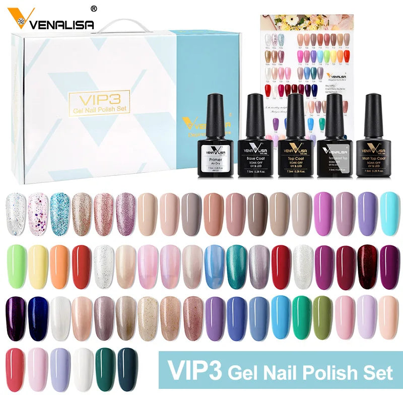 VENALISA VIP4 Kit Nail Gel Polish TPO FREE Full Coverage 36/60 Color Gel Pigment Professional Nail Art Long-lasting Gel Varnish