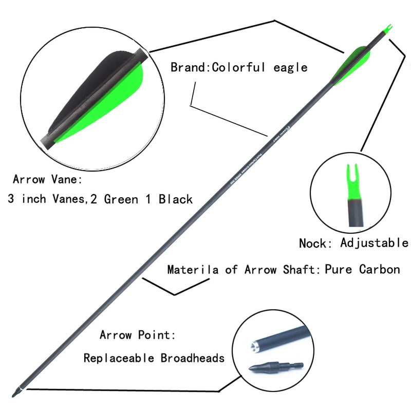 28"30"31" Archery Pure Carbon arrows Spine 300 400 | SAMAG