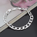 925 Sterling Silver Color Bracelet Sideways Silver Bracelet 6MM8MM10MM Bracelet Men&Women Jewelry
