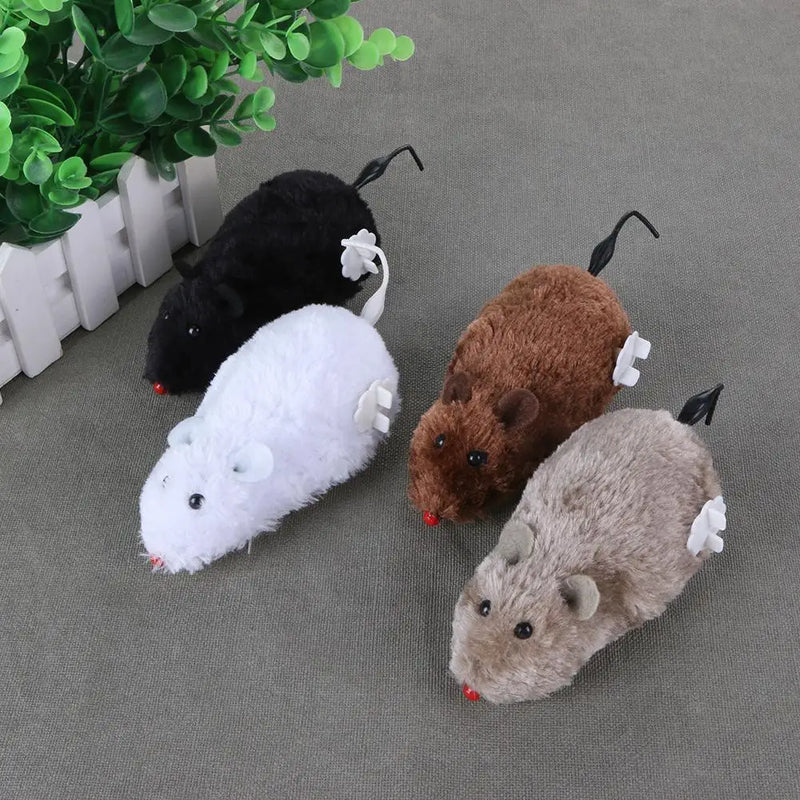 Creative Funny Clockwork Spring Power Plush Mouse Toy Multi Color Cat Dog Playing Interactive Toy Mechanical Motion Rat Pet Toy
