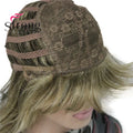 Lady Women Blonde With Dark Root Medium Length Cascaded Layers Synthetic Hair Full Wig for women