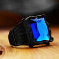 BEIER Stainless steel Cool Unique Black Stone Ring Titanium Steel Retro Old Totem Jewelry For Man Factory Price Sale BR8-334