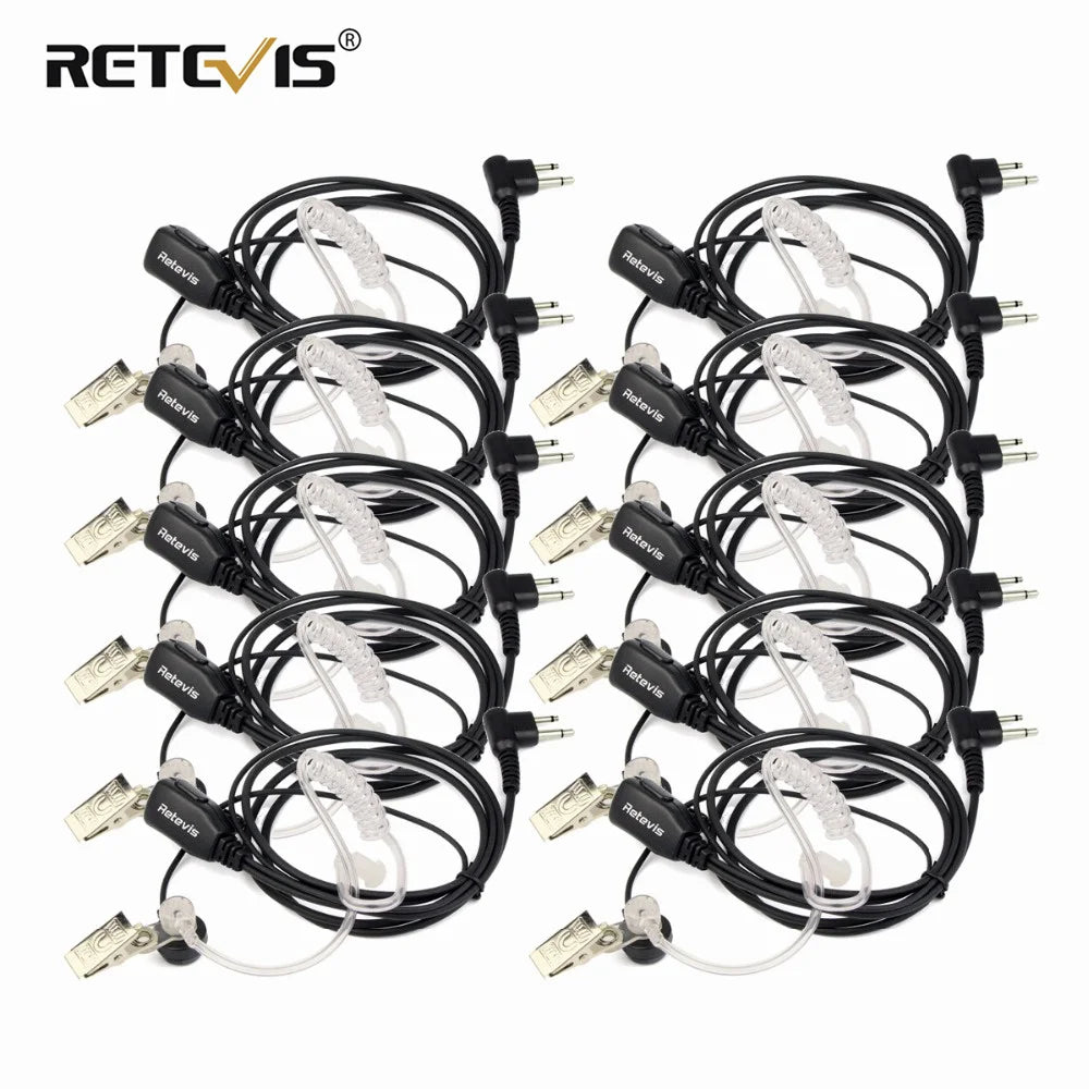 Retevis EAM002 Radio Headset 10pcs Walkie Talkie Accessories Earpieces PTT MIC for Motorola DP1400/GP2000/CP200/040 HYT