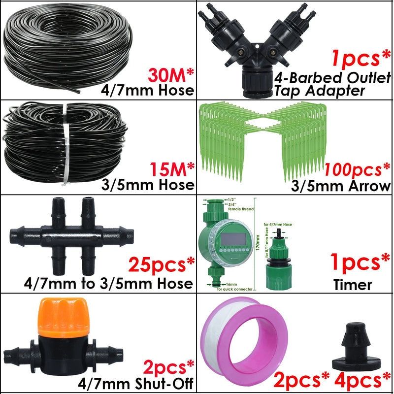 KESLA Garden Automatic Watering Irrigation Kit Elbow Emitter Drip System 4/7MM to 3/5MM Hose for Bonsai Potted Flower Greenhouse