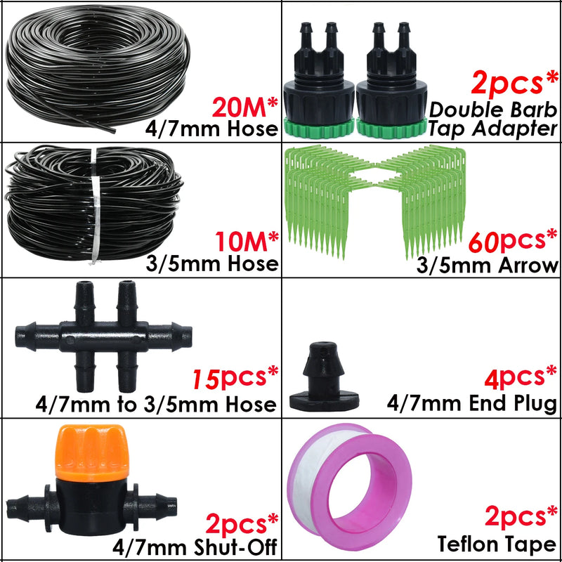 KESLA Garden Automatic Watering Irrigation Kit Elbow Emitter Drip System 4/7MM to 3/5MM Hose for Bonsai Potted Flower Greenhouse