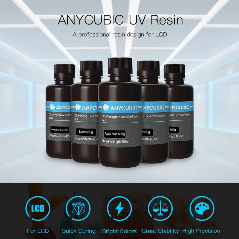 ANYCUBIC Standard Water wash resin/Tough Plant UV Resin For LCD 3D Printer 405nm Liquid Photopolymer Sensitive Resin 3D Printing