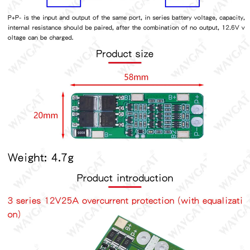 3S/4S 20 40A 60A Li-ion Lithium Battery Charger Protection Board 18650 BMS Drill Motor 11.1V 12.6V/14.8V 16.8V Enhance/Balance