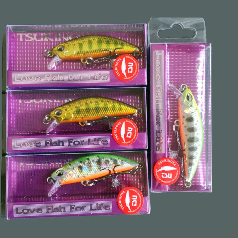 Tsurinoya 4PC 50mm 5g Sinking Minnow Artificial Bait for Trout Bass Fishing Wobbler Laser Hard Long Cast Fishing Lure DW63