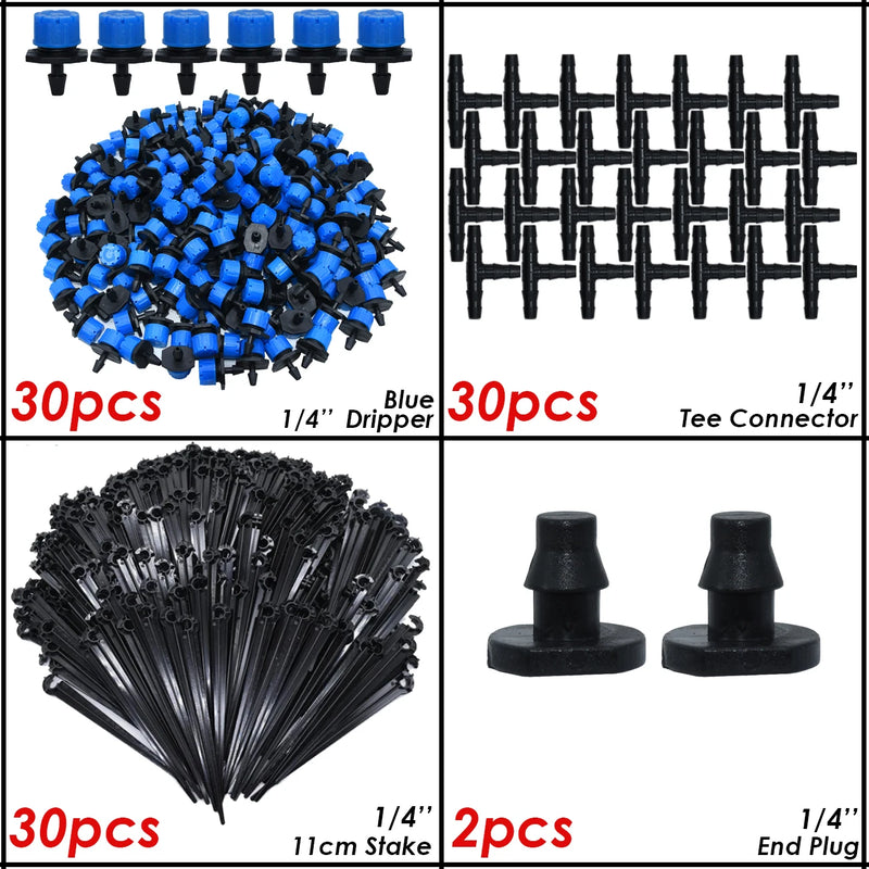 KESLA Garden Drip Irrigation Kit for 4/7mm 1/4'' Hose Automatic Watering Sprinkler Dripper Tee Connector Misting Cooling System