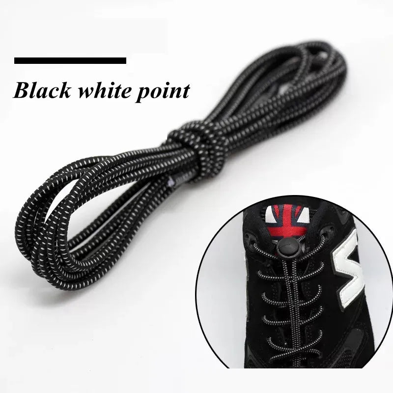 1 Pair 22 Colors Elastic Hiking Shoelaces Round Locking No Tie Shoe Laces Kids Adult Quick Lazy Laces Rubber Sneakers Shoelace