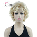StrongBeauty Short Wig Soft Tousled Curls Blonde Highlights Full Synthetic Wigs COLOUR CHOICES