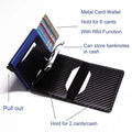 RFID Business Credit Card Holder Men Multifunction Automatic Aluminium Alloy Leather Cards Case Mini Wallet Slim Coin Purse