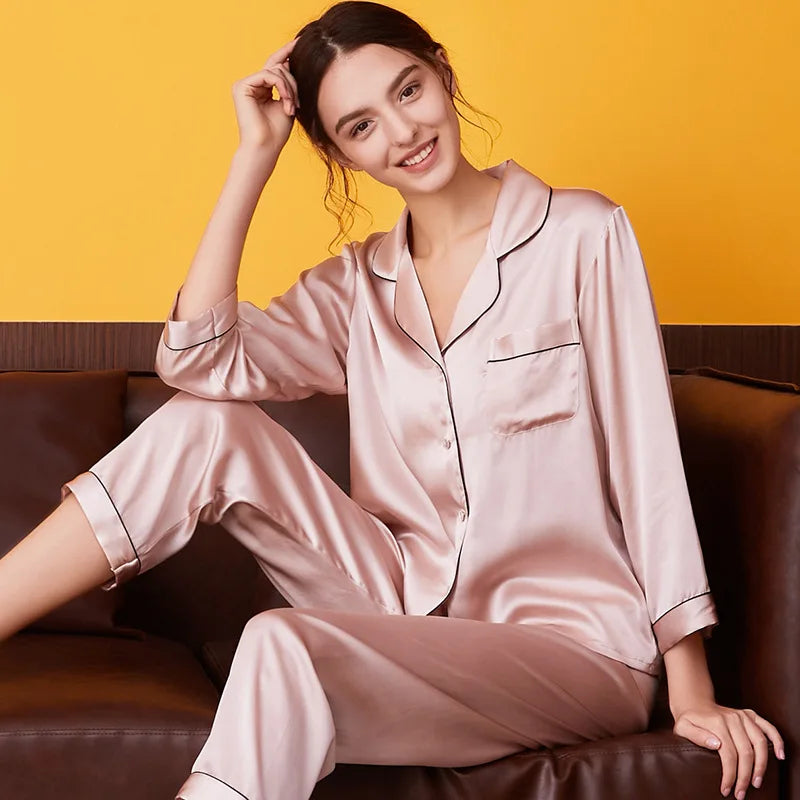 100% Mulberry Silk Pajamas Women Summer Winter Spring | SAMAG