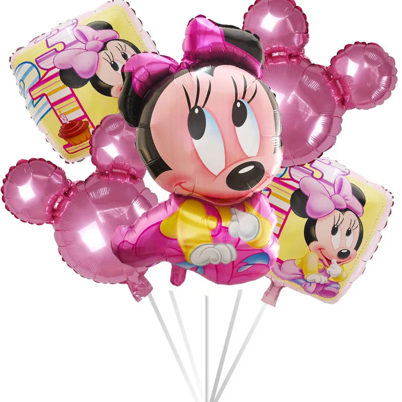 5pcs Mickey Minnie Head Birthday Party Decoration Balloon Helium Foil Balloons Baby 1st Baby Shower Air Globos Kids Toys Ball