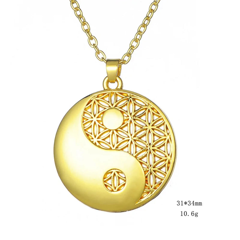 My Shape Flower of Life Mandala Necklace for Women Pendant Sacred Geometry Aesthetic Choker Fashion Jewelry Gifts Link Chain