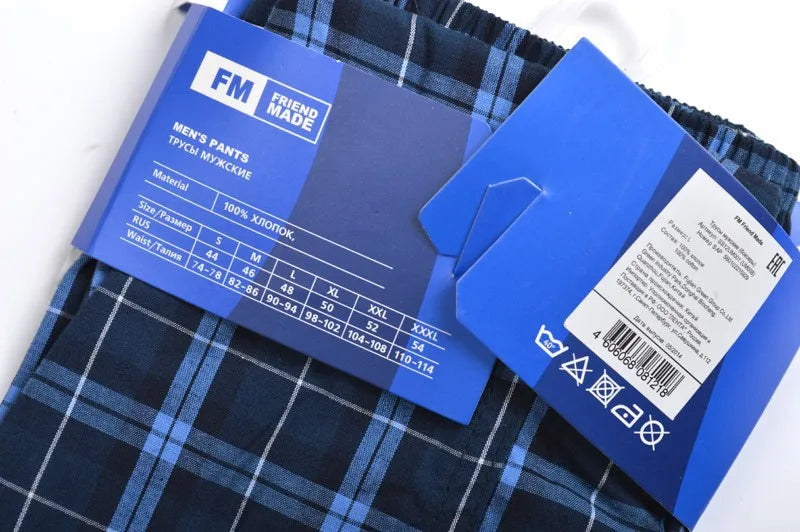 3Pcs/Lot Men Boxer Plaid Underpants 100% Cotton Underwear Male Sleep Bottoms Shorts Brand Top Quality Loose Homewear Oversize