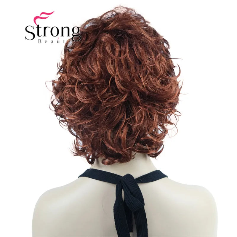 StrongBeauty Short Wig Soft Tousled Curls Blonde Highlights Full Synthetic Wigs COLOUR CHOICES
