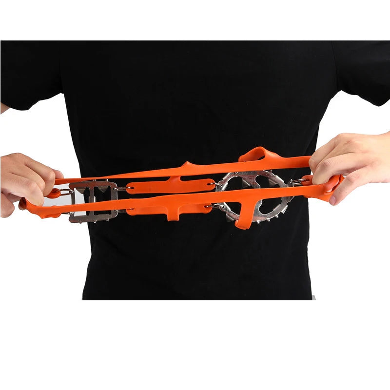 18 Teeth Steel Ice Gripper Spike for Shoes Anti Slip Climbing Hiking Snow Spikes Crampons Cleats Grips Boots Cover crampons