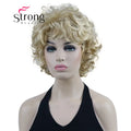 StrongBeauty Short Wig Soft Tousled Curls Blonde Highlights Full Synthetic Wigs COLOUR CHOICES