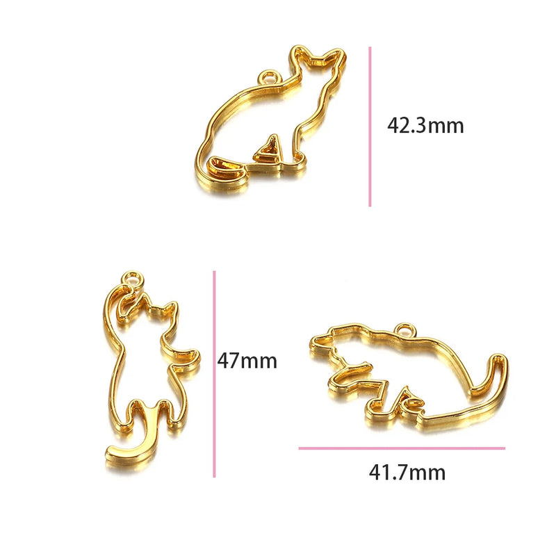 5pcs Cat Border Mold Resin Silicone Geometric Hollow Metal Frame Bezel Epoxy Pendant For DIY Jewelry - Visuel 3 | SAMAG