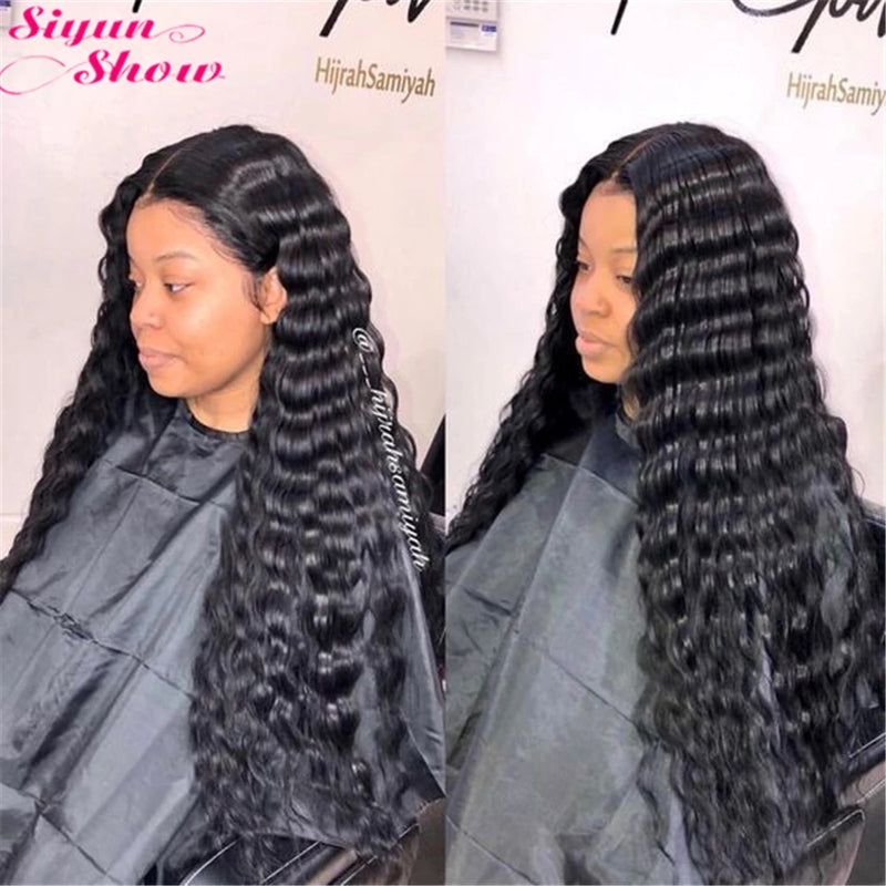Siyun Show Loose Deep Wave Wig 30 Inch 13X6 HD Transparent Lace Frontal Wig 250 Density Lace Front Human Hair Wigs For Women