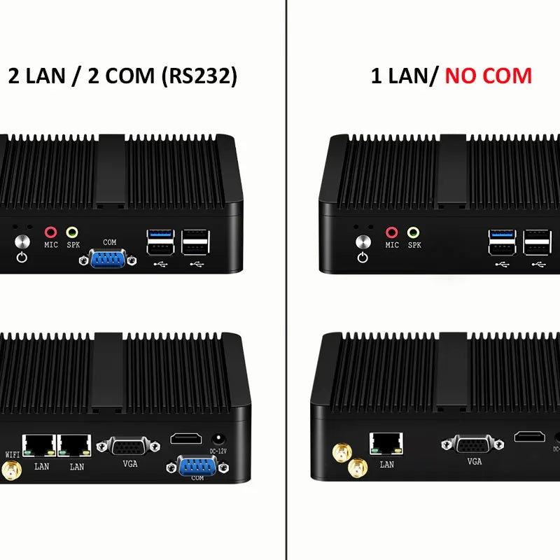 Intel Celeron J6412 N2930 J1900 Mini PC with 2xGigabit LAN 1xUSB3.0 3xUSB2.0 2xRS232 Fanless Industrial Computer Win10 Ready