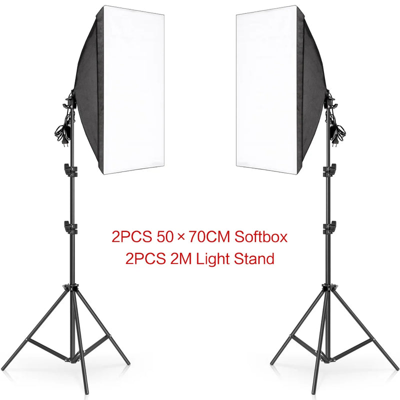 SH 50x70CM Photography Softbox Lighting Kits Professional Continuous Light System Equipment For Photo Studio