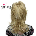Lady Women Blonde With Dark Root Medium Length Cascaded Layers Synthetic Hair Full Wig for women