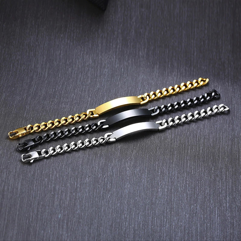 Vnox 9mm Stainless Steel ID Bracelets for Men Personalize Name Image Unique Gift Link Chain - Visuel 4 | SAMAG