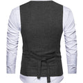 Slim Mens Vest Tweed Waistcoat Vest Vintage Herringbone V-neck Casual Wool Groomsmen Suits Vest For Wedding XS-5XL