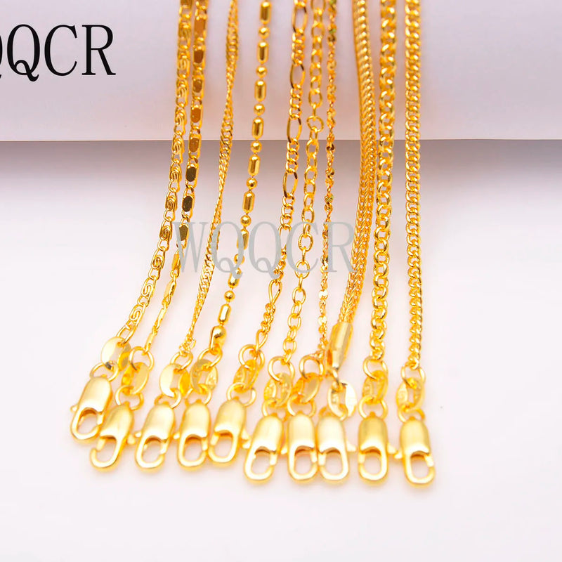 Wholesale 10 Pieces Of Mixed Jewelry Making 18K Gold Filled Necklace Chain Pendant 16-30 Inches