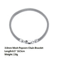 Rinntin Italian 925 Sterling Silver 3.0mm Mesh Popcorn Chain Bracelet for Women Jewelry Female Dating Trendy Accessories TSB65