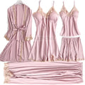 Pajama Set Women Lace Trim Satin Sleepwear Pyjamas | SAMAG