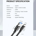 UGREEN USB C Cable 5Gbps USB3.0 A to USB C for iPhone 17 16 15 iPad Samsung S25 S24 for Switch M2 SSD NVME USB3.0 Data 18W Cable