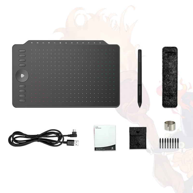 GAOMON Graphic Tablet M1220 12 Inch Drawing  Tablet Redail Tilt Support Battery-Free Pen 8 Express Keys with 13 Multimedia Keys