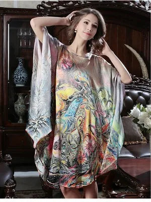 19MM100% Mulberry Silk Nightgowns For Women  Long Silk Nightgown Women Nightdress  Floral Real Silk sleepwear Ladies Female Gift