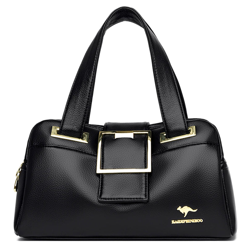 Women Multi-layers Top-handle Bag Quality Leather Handbags Purses Female Luxury Designer Large Capacity Boston Ladies Sac A Main
