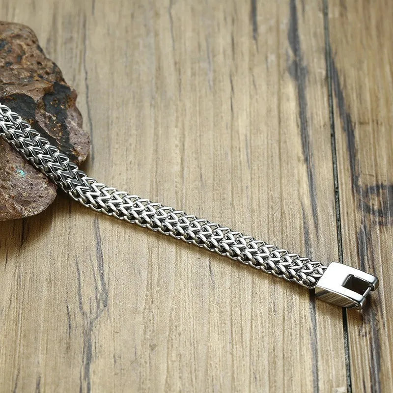 Stylish Stainless Steel Bali Foxtail Chain Bracelet for Men,Double Franco Link Chain Bracelets,Male Jewelry Gift for Dad Son