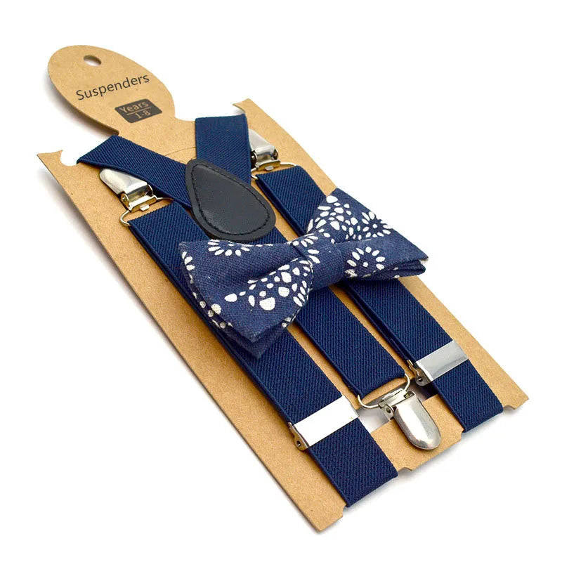 Baby Kids British Style Suspenders and Bow Tie Set Boys Braces Bowties Girls Tirantes Popular Three Clip Suspenders Elasticity