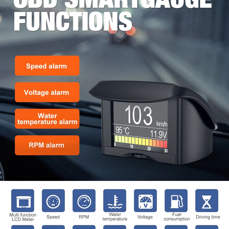 ANCEL A202 On-board Computer Car Digital Computer Display Speed Fuel Consumption Temperature Gauge OBD2 Automobile Scanner