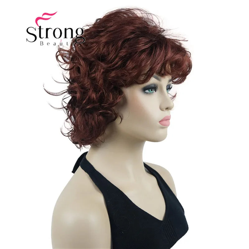 StrongBeauty Short Wig Soft Tousled Curls Blonde Highlights Full Synthetic Wigs COLOUR CHOICES