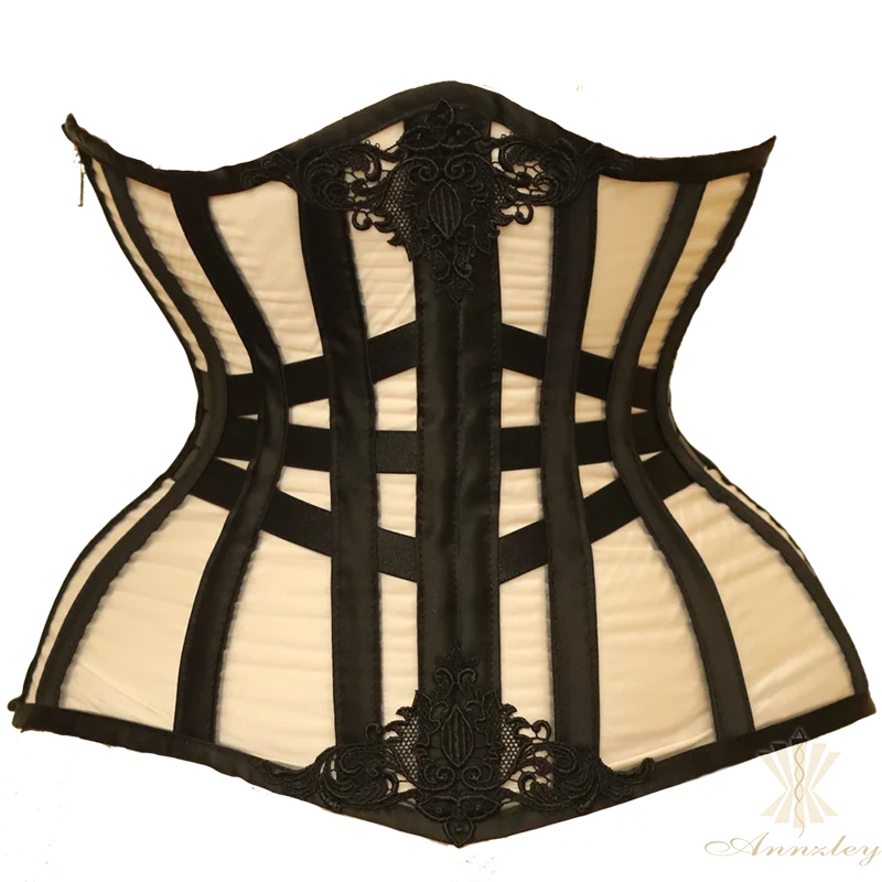 Annzley Summer Underbust Corset Ultra-thin Sexy Corset Waist Slimming Corset Red And Black Stripe Mesh Corset Bustier 2020