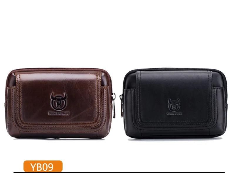BULLCAPTAIN  MEN'S Leather BELT WAIST Bag Military Fanny PACK Molle Small Money Phone WAIST PACK Bum Pouch PURSE