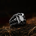 BEIER Stainless steel Cool Unique Black Stone Ring Titanium Steel Retro Old Totem Jewelry For Man Factory Price Sale BR8-334