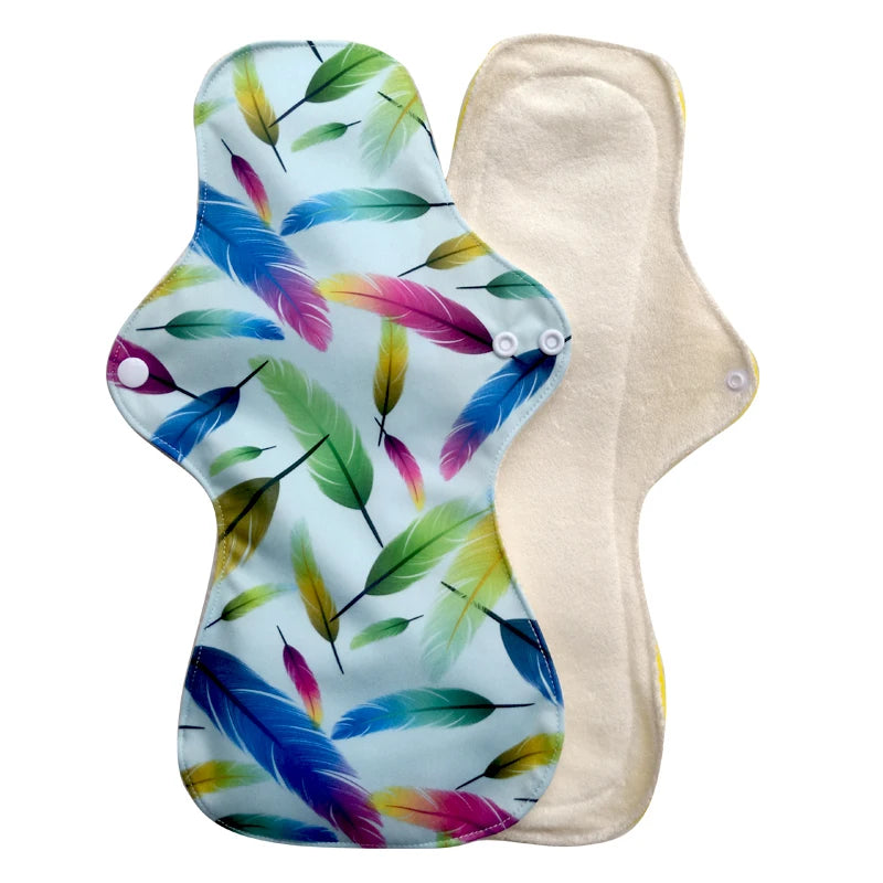 Reusable Menstrual Pads for Women, Heavy Flow, Bamboo Washable Sanitary Napkins, Printed Night Use, Breathable, 1Pc Size 13"