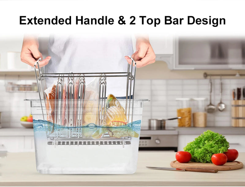 Stainless Steel Sous Vide Rack , 11L Sous Vide Cooker Containers Detachable Dividers Separator for Immersion Circulators