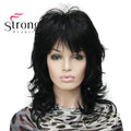 Lady Women Blonde With Dark Root Medium Length Cascaded Layers Synthetic Hair Full Wig for women