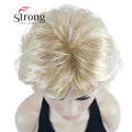 StrongBeauty Short Wig Soft Tousled Curls Blonde Highlights Full Synthetic Wigs COLOUR CHOICES